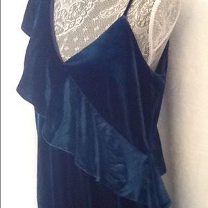 19 Cooper velvety blue mini midi dress. NWT